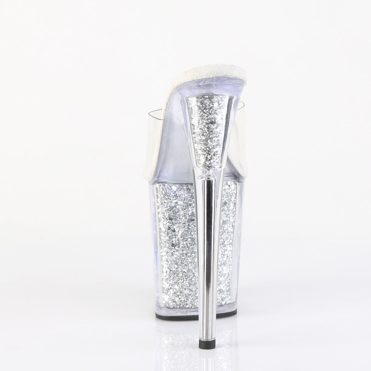 8" Heel, 4" PF Slide w/Glitter-filled Bottom (Pleaser FLAM801G/C/SG)
