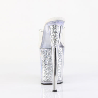8" Heel, 4" PF Slide w/Glitter-filled Bottom (Pleaser FLAM801G/C/SG)