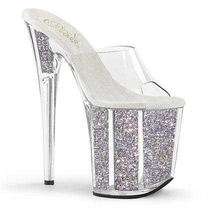 8" Heel, 4" PF Slide w/Glitter-filled Bottom (Pleaser FLAM801G/C/SG)