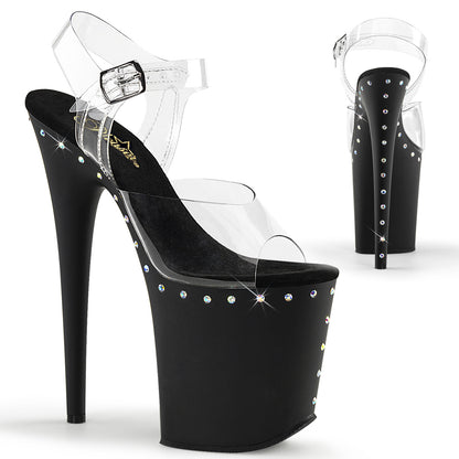 8" Heel, 4" PF Ankle Strap Sandal (Pleaser FLAM808ABLS/C/B)
