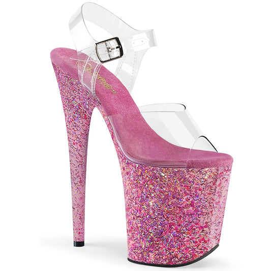 8" Heel, 4" PF Ankle Strap Sandal (Pleaser FLAM808CF/C/PN)