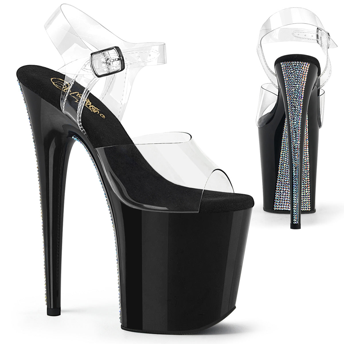 8" Heel, 4" PF Ankle Strap Sandal (Pleaser FLAM808CRS-2/C/B-SRS)