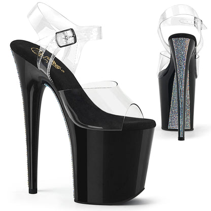 8" Heel, 4" PF Ankle Strap Sandal (Pleaser FLAM808CRS-2/C/B-SRS)