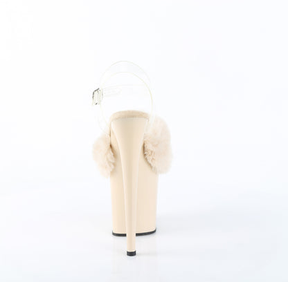 8" Heel, 4" PF Ankle Strap Sandal w/ Fur Upper (Pleaser FLAM808FUR/B/M)