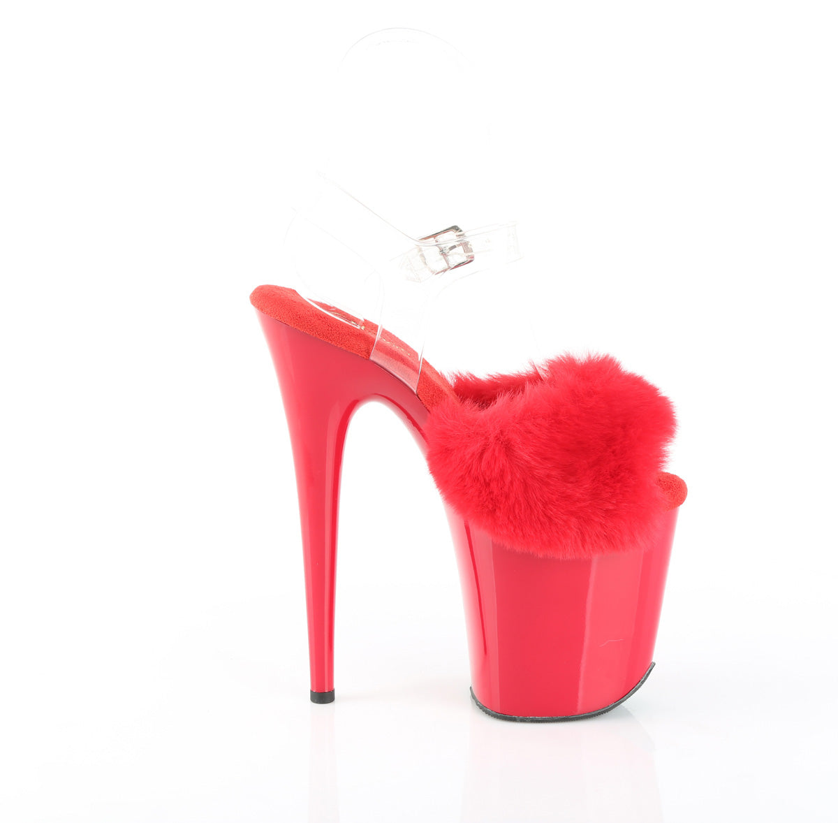 8" Heel, 4" PF Ankle Strap Sandal w/ Fur Upper (Pleaser FLAM808FUR/B/M)