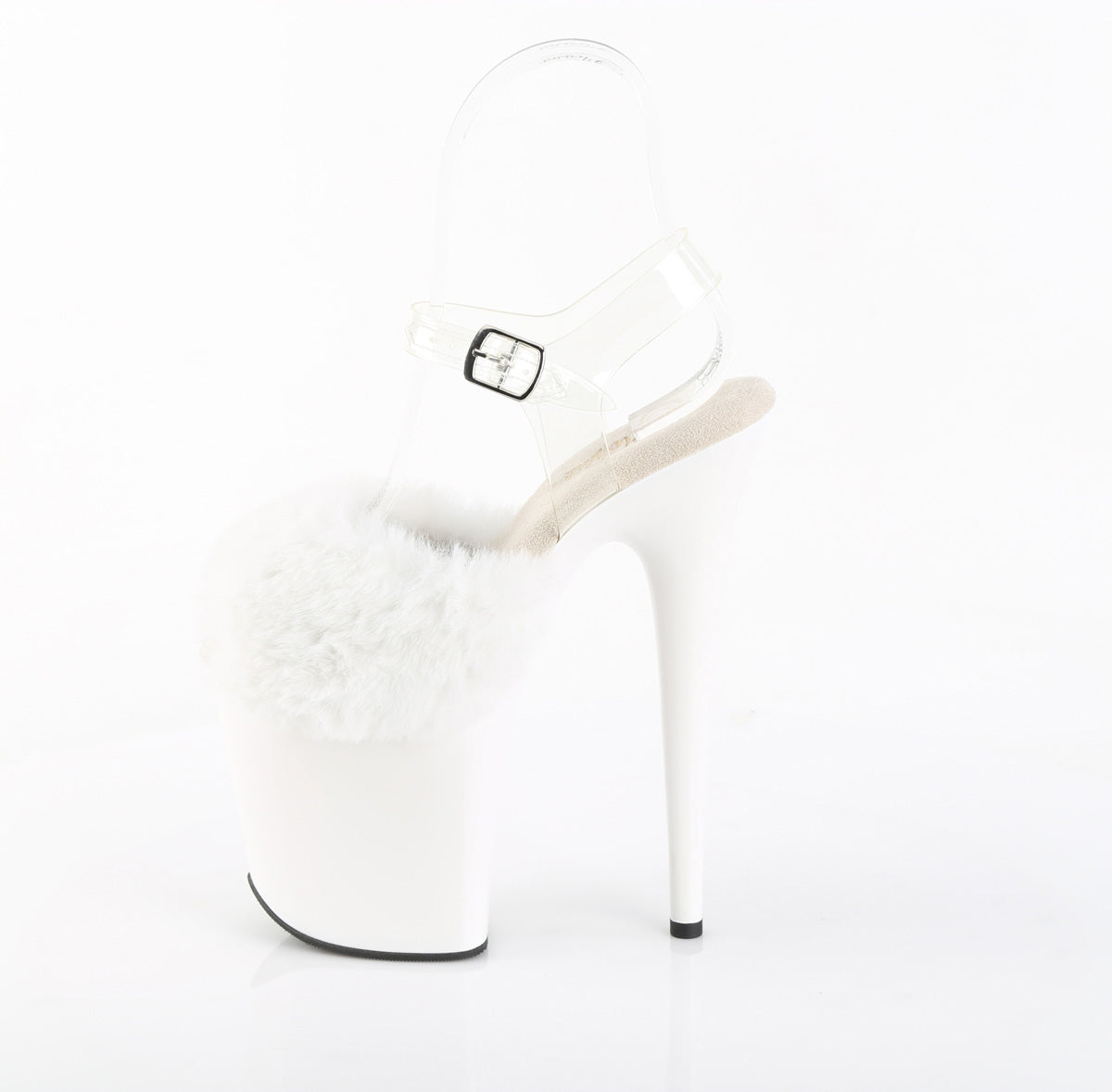 8" Heel, 4" PF Ankle Strap Sandal w/ Fur Upper (Pleaser FLAM808FUR/B/M)