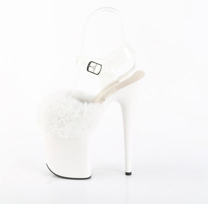 8" Heel, 4" PF Ankle Strap Sandal w/ Fur Upper (Pleaser FLAM808FUR/B/M)