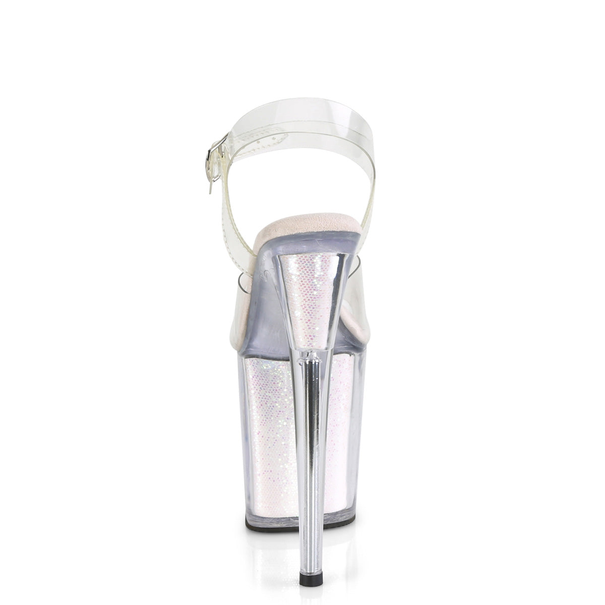 8" Heel, 4" PF Ankle Strap Sandal w/ Glitter Inserts (Pleaser FLAM808G/C/B)