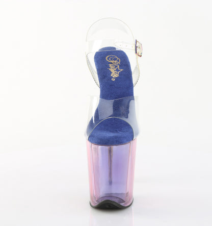8" Heel, 4" Tinted PF Ankle Strap Sandal (Pleaser FLAM808HT/C/BLMCT)