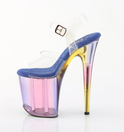 8" Heel, 4" Tinted PF Ankle Strap Sandal (Pleaser FLAM808HT/C/BLMCT)