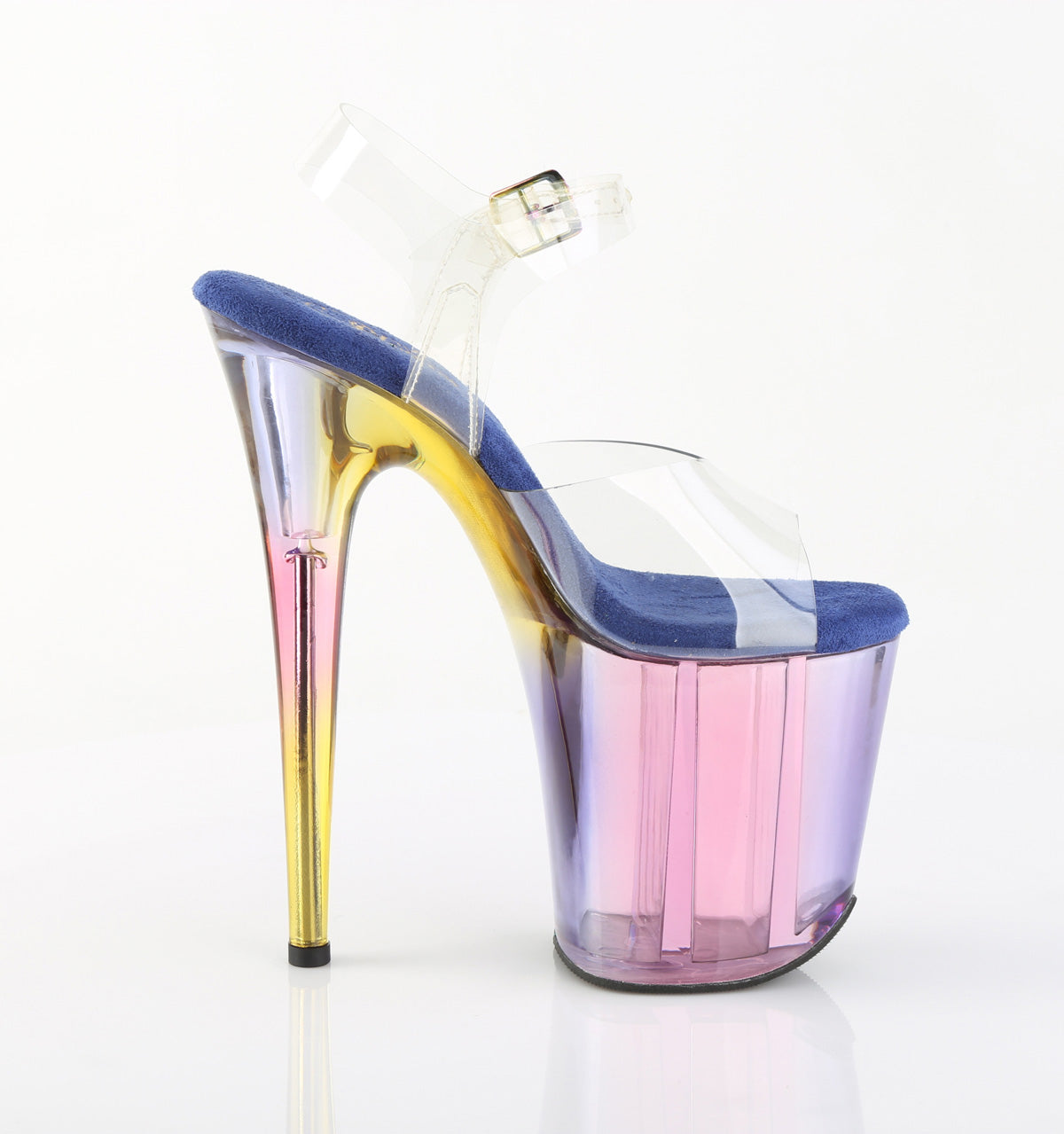 8" Heel, 4" Tinted PF Ankle Strap Sandal (Pleaser FLAM808HT/C/BLMCT)