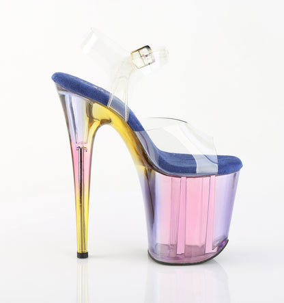8" Heel, 4" Tinted PF Ankle Strap Sandal (Pleaser FLAM808HT/C/BLMCT)