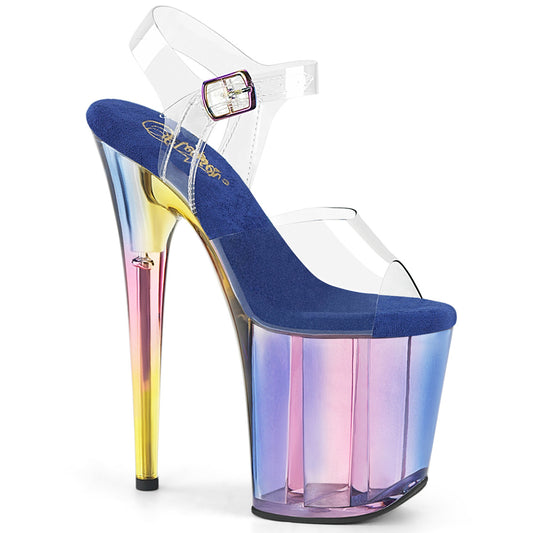 8" Heel, 4" Tinted PF Ankle Strap Sandal (Pleaser FLAM808HT/C/BLMCT)