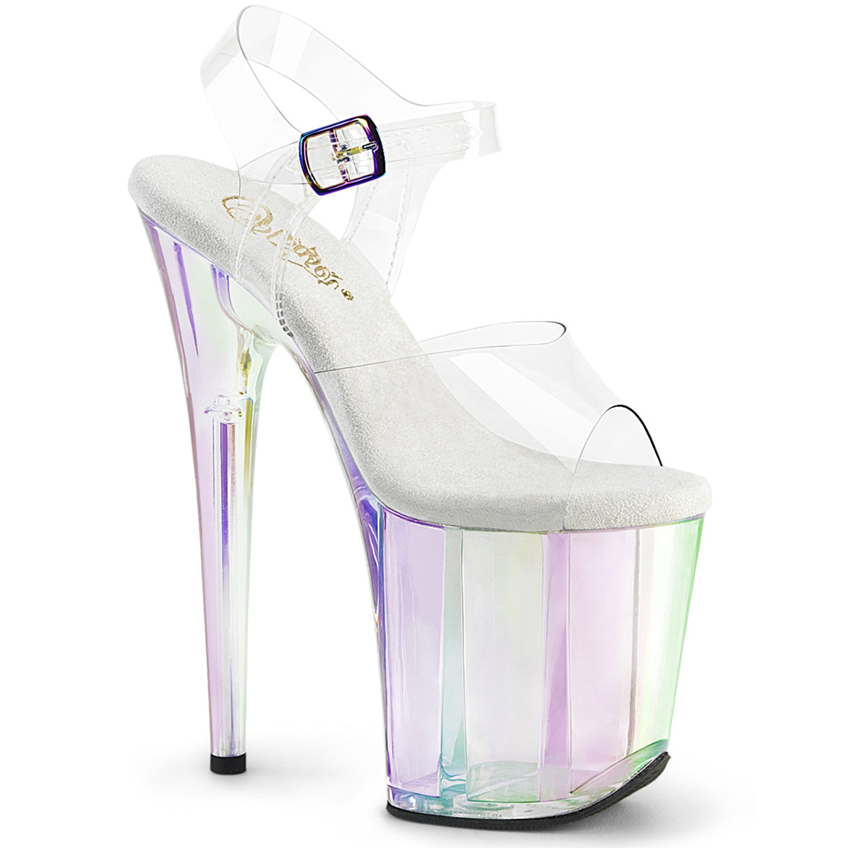 8" Heel, 4" Tinted PF Ankle Strap Sandal (Pleaser FLAM808HT/C/BLMCT)