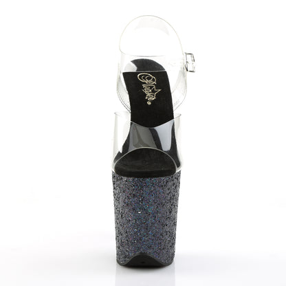 8" Heel, 4" PF Ankle Strap Sandal w/Holographic Glitter Cov (Pleaser FLAM808LG/C/BG)