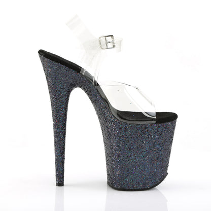 8" Heel, 4" PF Ankle Strap Sandal w/Holographic Glitter Cov (Pleaser FLAM808LG/C/BG)