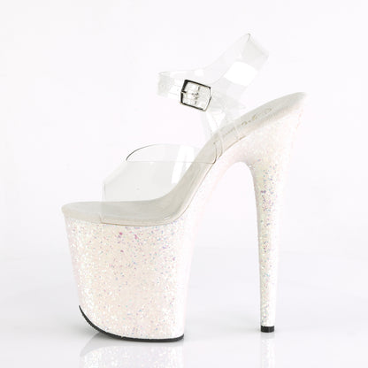 8" Heel, 4" PF Ankle Strap Sandal w/Holographic Glitter Cov (Pleaser FLAM808LG/C/BG)