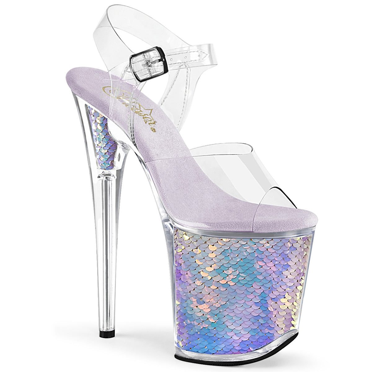 8" Heel, 4" PF Ankle Strap Sandal (Pleaser FLAM808MC/C/LVHG)