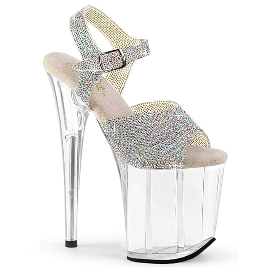 8" Heel, 4" PF RS Embellished Ankle Strap Sandal (Pleaser FLAM808N-RS/SRS/C)