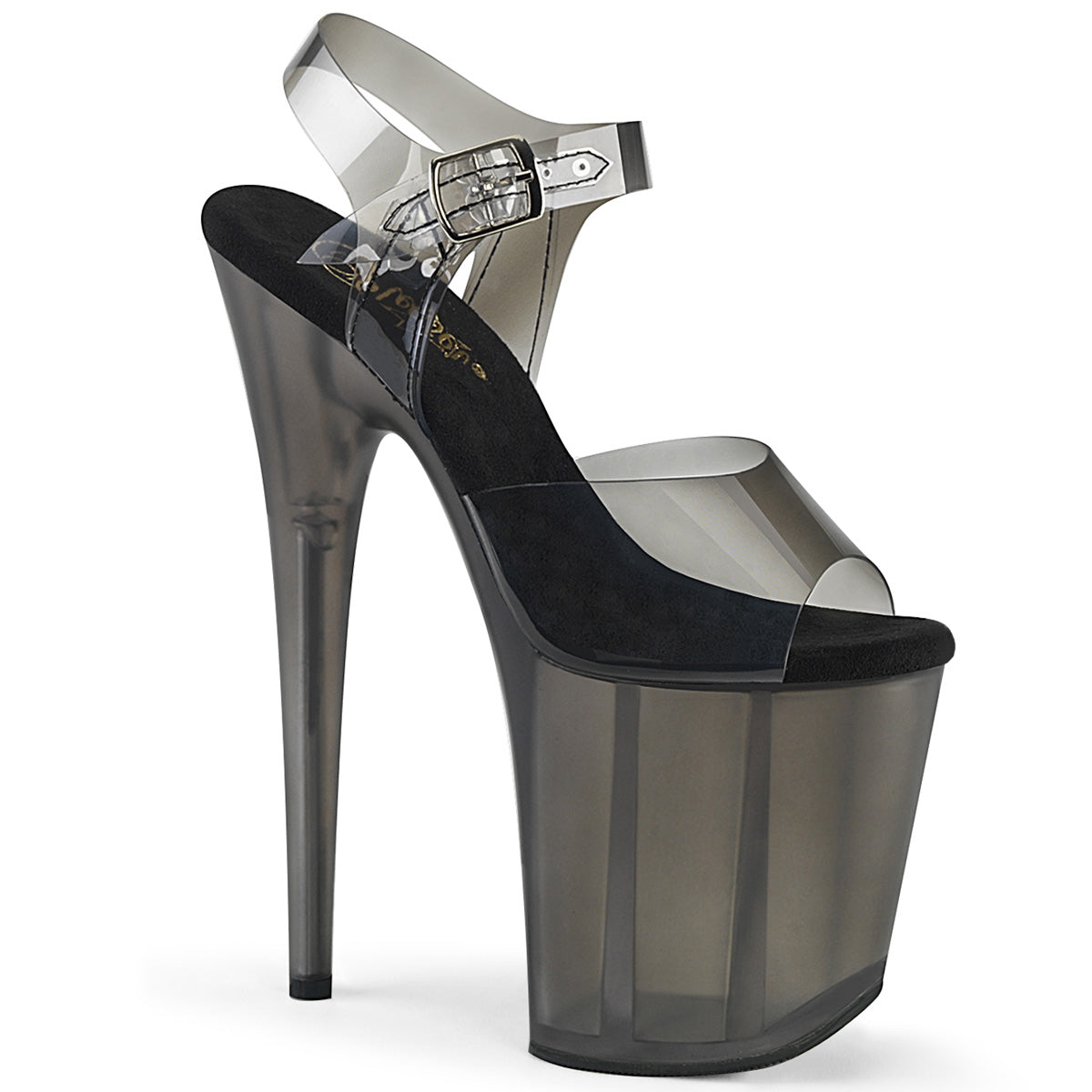 8" Heel, 4" Tinted PF Ankle Strap Sandal (Pleaser FLAM808N-T/BTPU/SMKT)