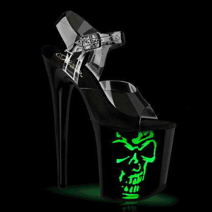 *8" Heel, 4" PF LED Illuminated Ankle Strap Sandal (Pleaser FLAM808NLSK/C/B-MC)