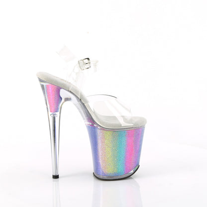 *8" Heel, 4" PF Ankle Strap Sandal (Pleaser FLAM808RG-01/C/RBOWG)