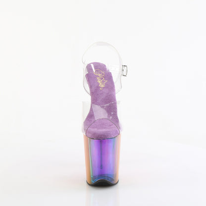 8" Heel, 4" Rainbow Misty Tinted PF Ankle Strap Sandal (Pleaser FLAM808RMT/C/RBOW)