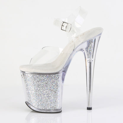 8" Heel, 4" PF Ankle Strap Sandal w/RS Inserts (Pleaser FLAM808RSI/C/C-SRS)