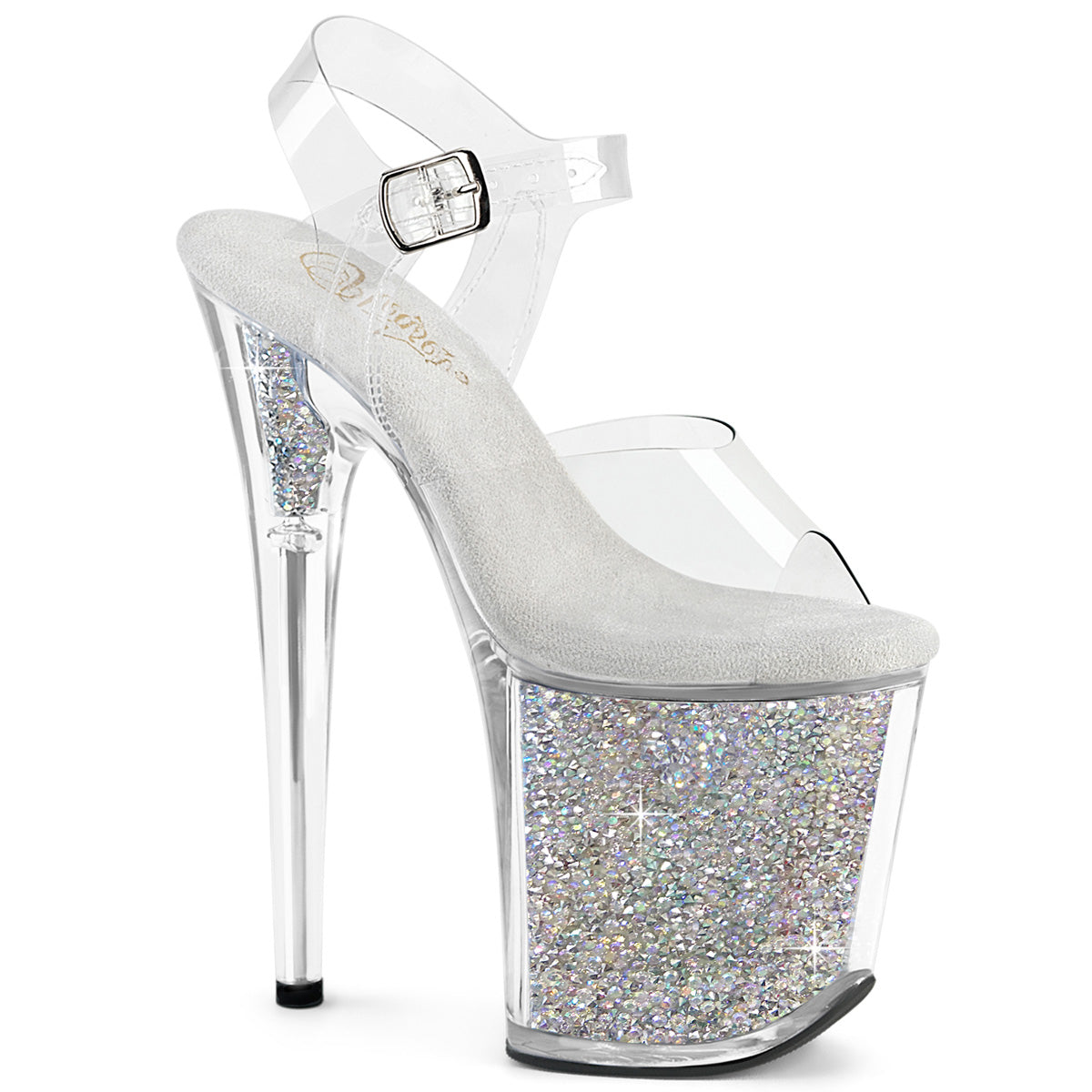8" Heel, 4" PF Ankle Strap Sandal w/RS Inserts (Pleaser FLAM808RSI/C/C-SRS)