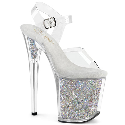 8" Heel, 4" PF Ankle Strap Sandal w/RS Inserts (Pleaser FLAM808RSI/C/C-SRS)