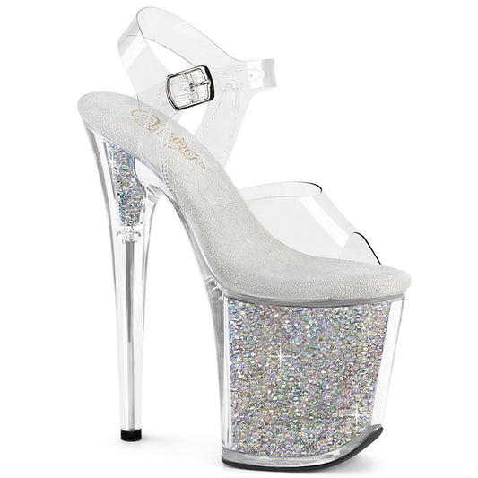 8" Heel, 4" PF Ankle Strap Sandal w/RS Inserts (Pleaser FLAM808RSI/C/C-SRS)