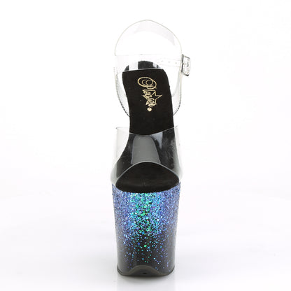 8" Heel, 4" PF Ankle Strap Sandal (Pleaser FLAM808SS/C-B-RG)