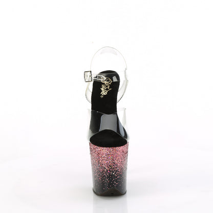 8" Heel, 4" PF Ankle Strap Sandal (Pleaser FLAM808SS/C-B-RG)