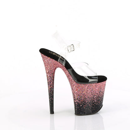 8" Heel, 4" PF Ankle Strap Sandal (Pleaser FLAM808SS/C-B-RG)
