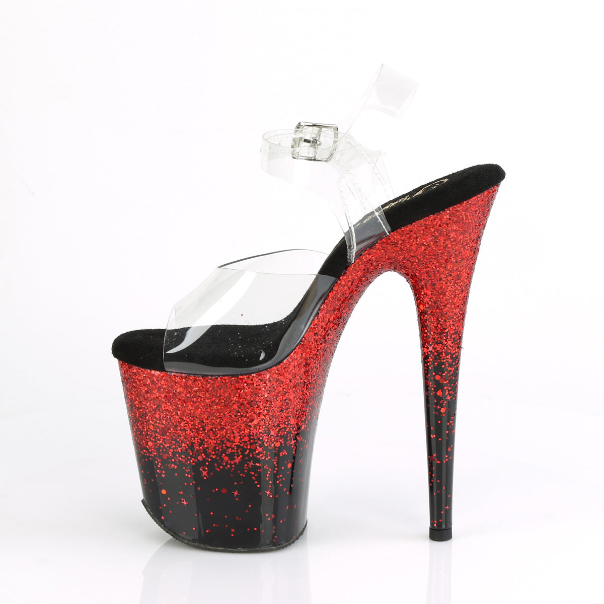 8" Heel, 4" PF Ankle Strap Sandal (Pleaser FLAM808SS/C-B-RG)