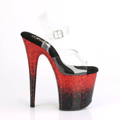 8" Heel, 4" PF Ankle Strap Sandal (Pleaser FLAM808SS/C-B-RG)