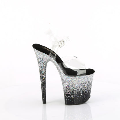 8" Heel, 4" PF Ankle Strap Sandal (Pleaser FLAM808SS/C-B-RG)