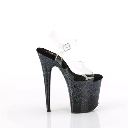 8" Heel, 4" PF Ankle Strap Sandal (Pleaser FLAM808SS/C-B-RG)
