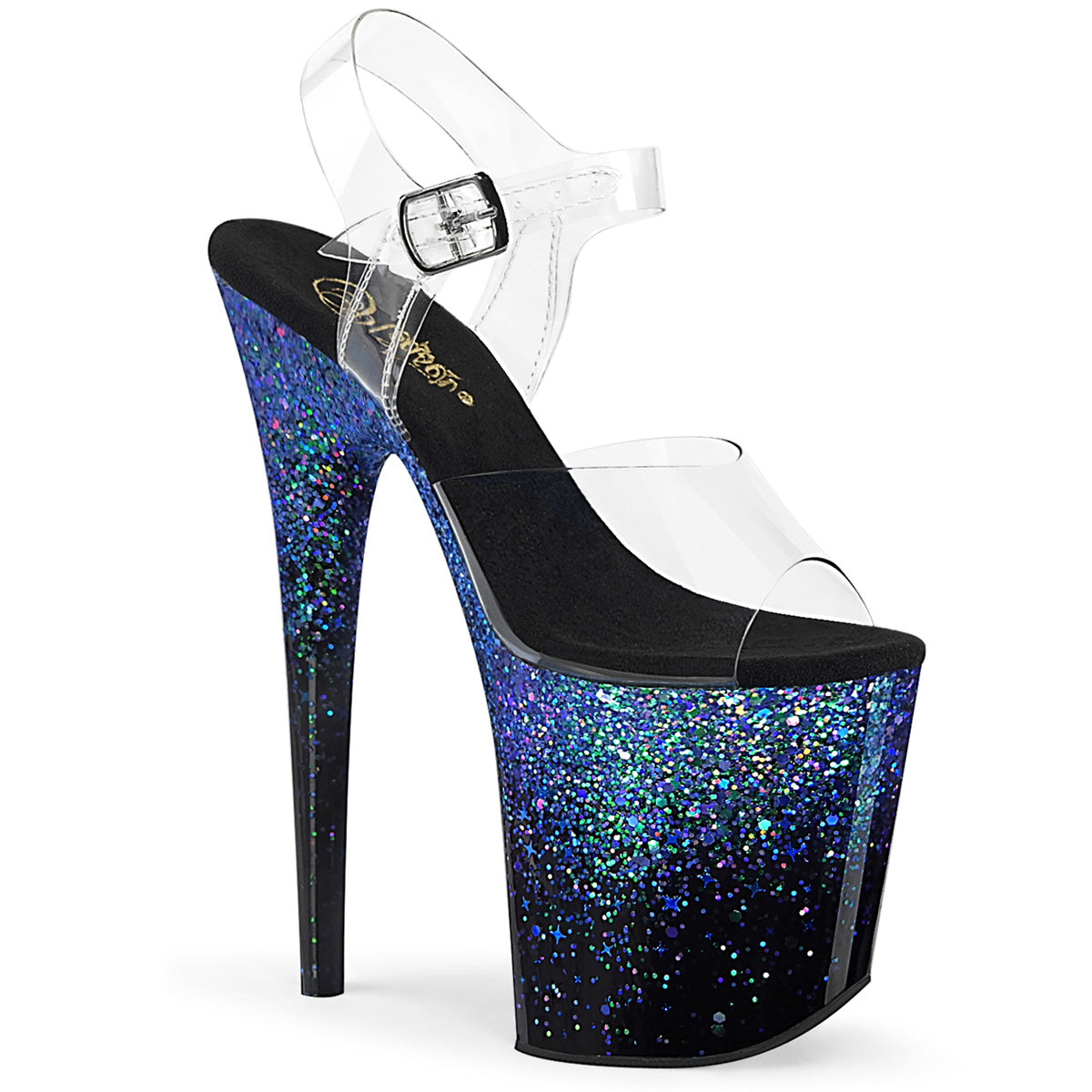 8" Heel, 4" PF Ankle Strap Sandal (Pleaser FLAM808SS/C-B-RG)