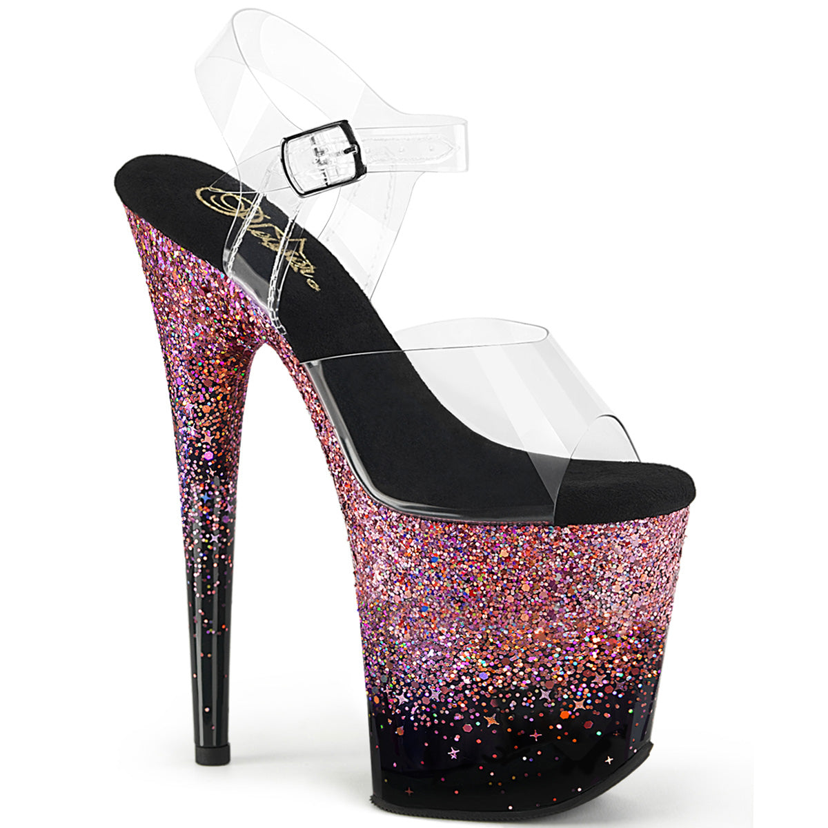 8" Heel, 4" PF Ankle Strap Sandal (Pleaser FLAM808SS/C-B-RG)