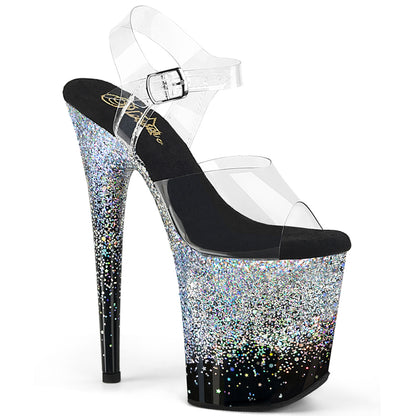 8" Heel, 4" PF Ankle Strap Sandal (Pleaser FLAM808SS/C-B-RG)