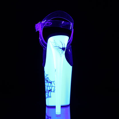 8" Heel, 4" PF Ankle Strap Sandal w/ Spider Design (Pleaser FLAM808SW/C/NW)