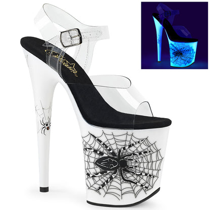 8" Heel, 4" PF Ankle Strap Sandal w/ Spider Design (Pleaser FLAM808SW/C/NW)