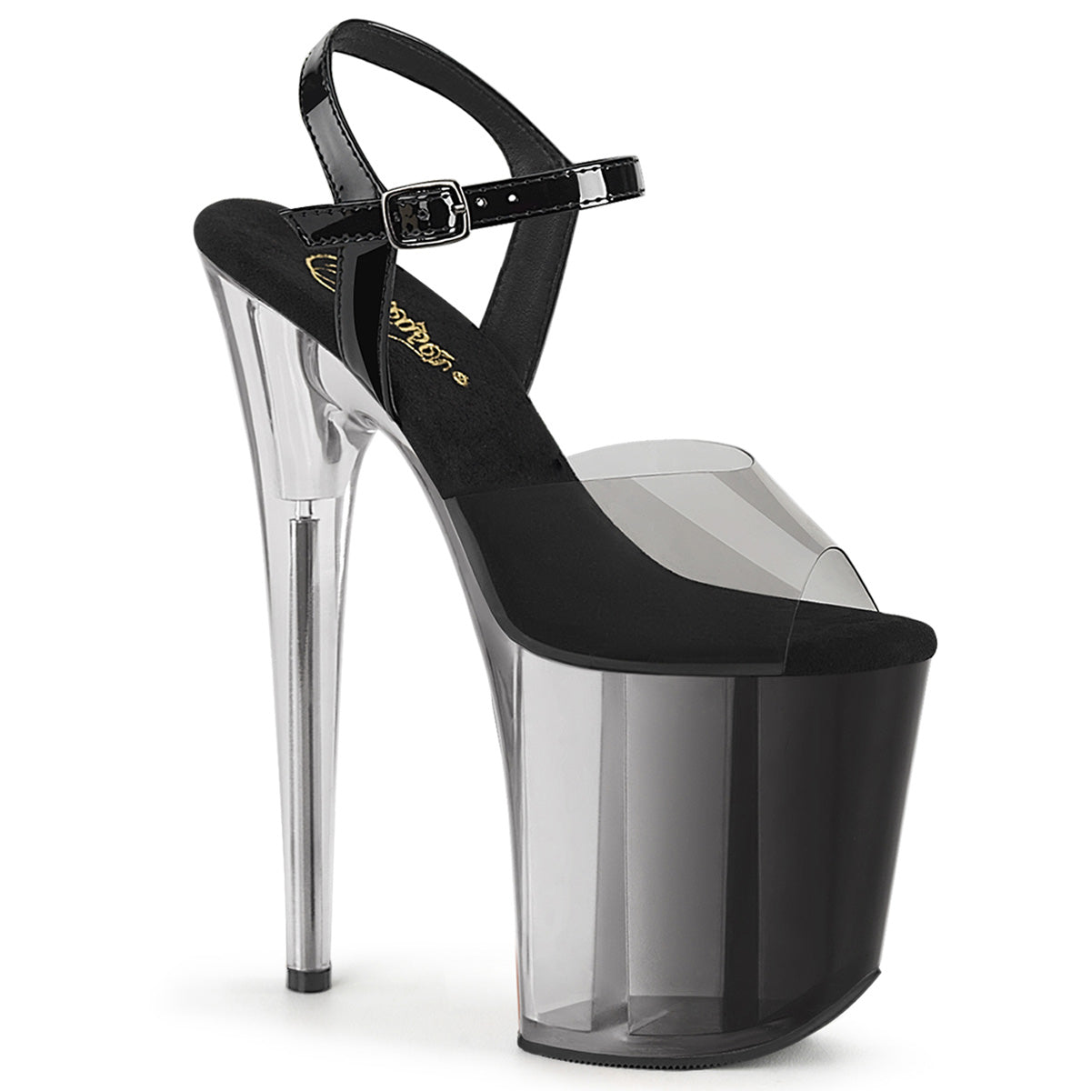 8" Heel,  4" PF Ombre Ankle Strap Sandal (Pleaser FLAM808T-1/SK-B/B-C)