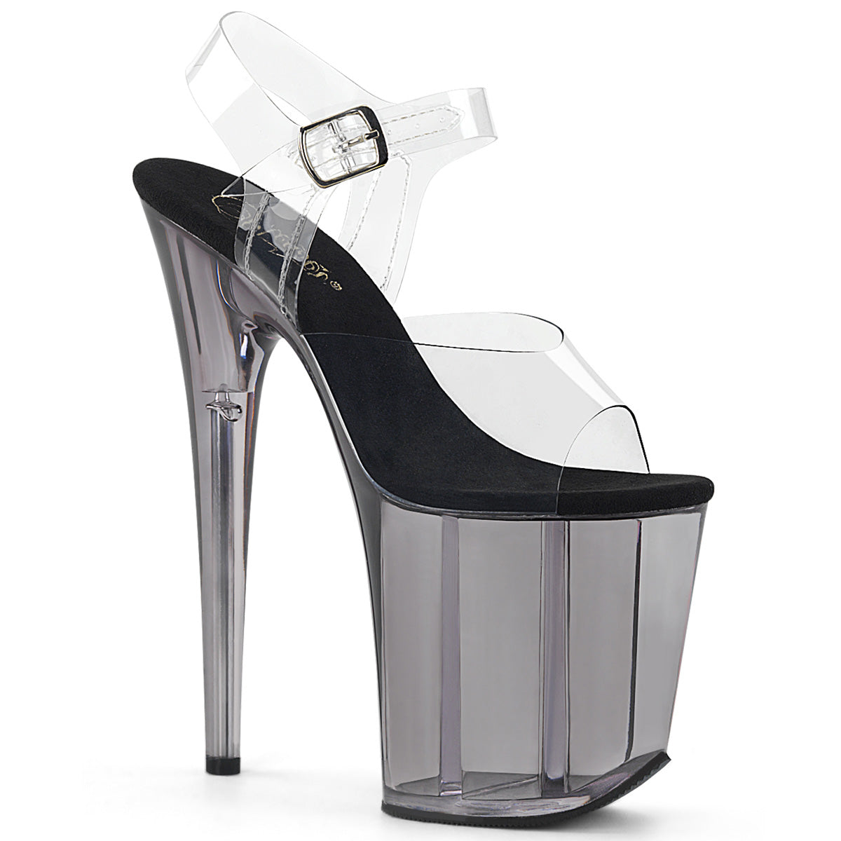 8" Heel, 4" Tinted PF Ankle Strap Sandal (Pleaser FLAM808T/C/PN)
