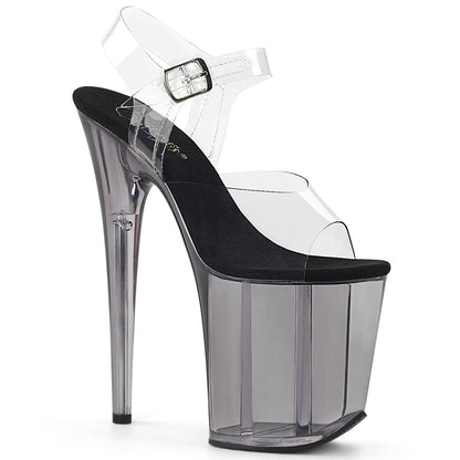 8" Heel, 4" Tinted PF Ankle Strap Sandal (Pleaser FLAM808T/C/PN)
