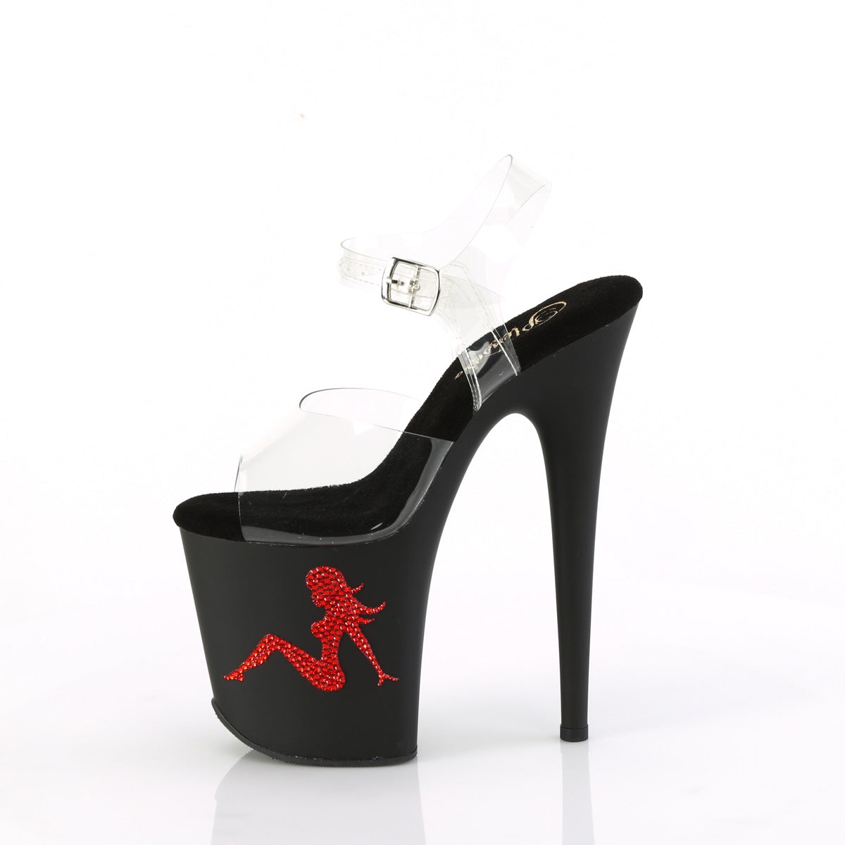 *8" Heel, 4" PF Ankle Strap Sandal w/RS Trucker Girl (Pleaser FLAM808TGRS/C/B-R)
