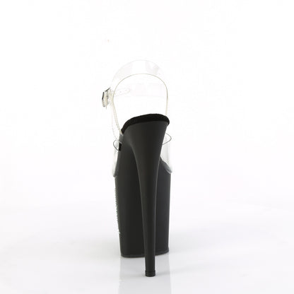 *8" Heel, 4" PF Ankle Strap Sandal w/RS Trucker Girl (Pleaser FLAM808TGRS/C/B-R)