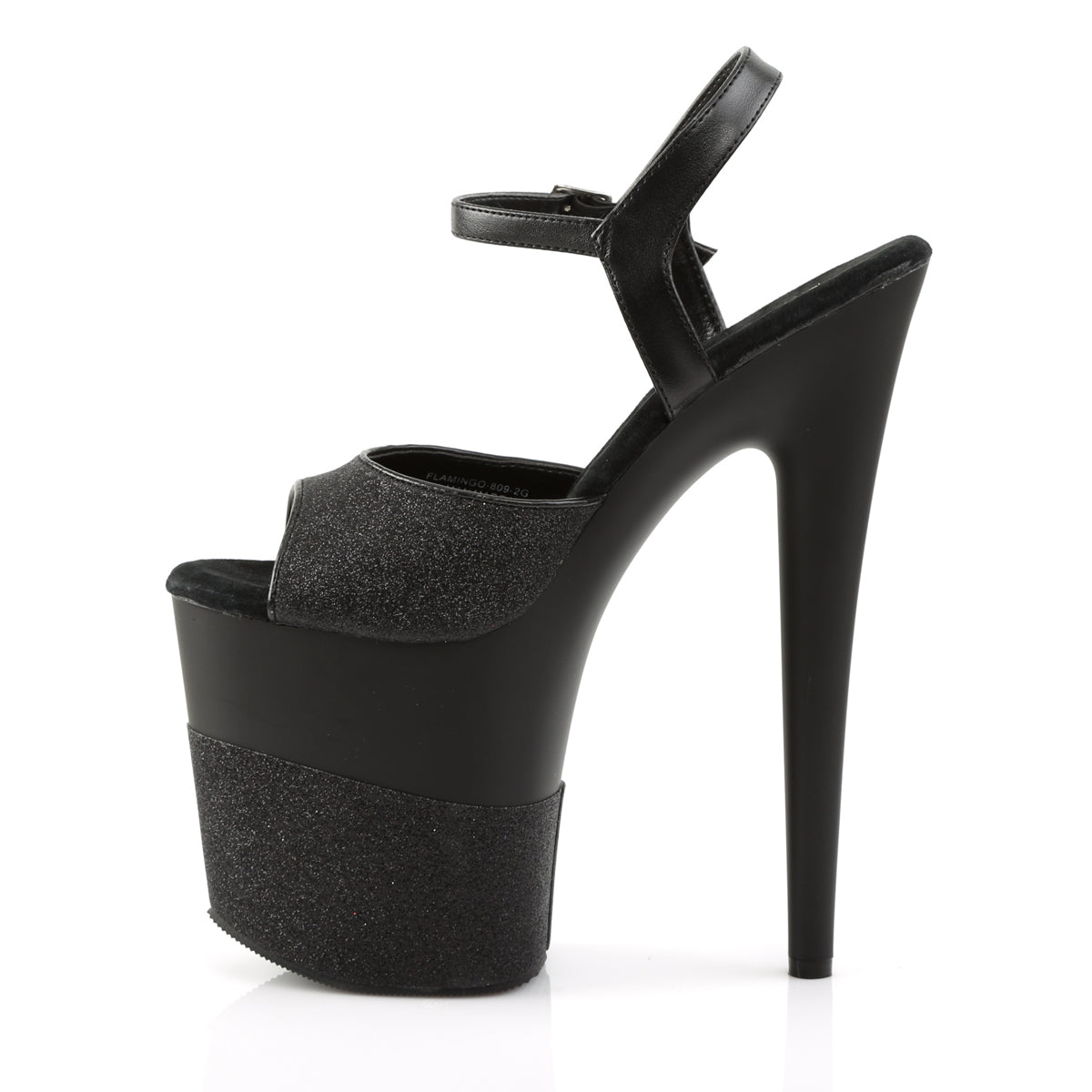 8" Heel, 4" PF Ankle Strap Sandal (Pleaser FLAM809-2G/B/B-G)