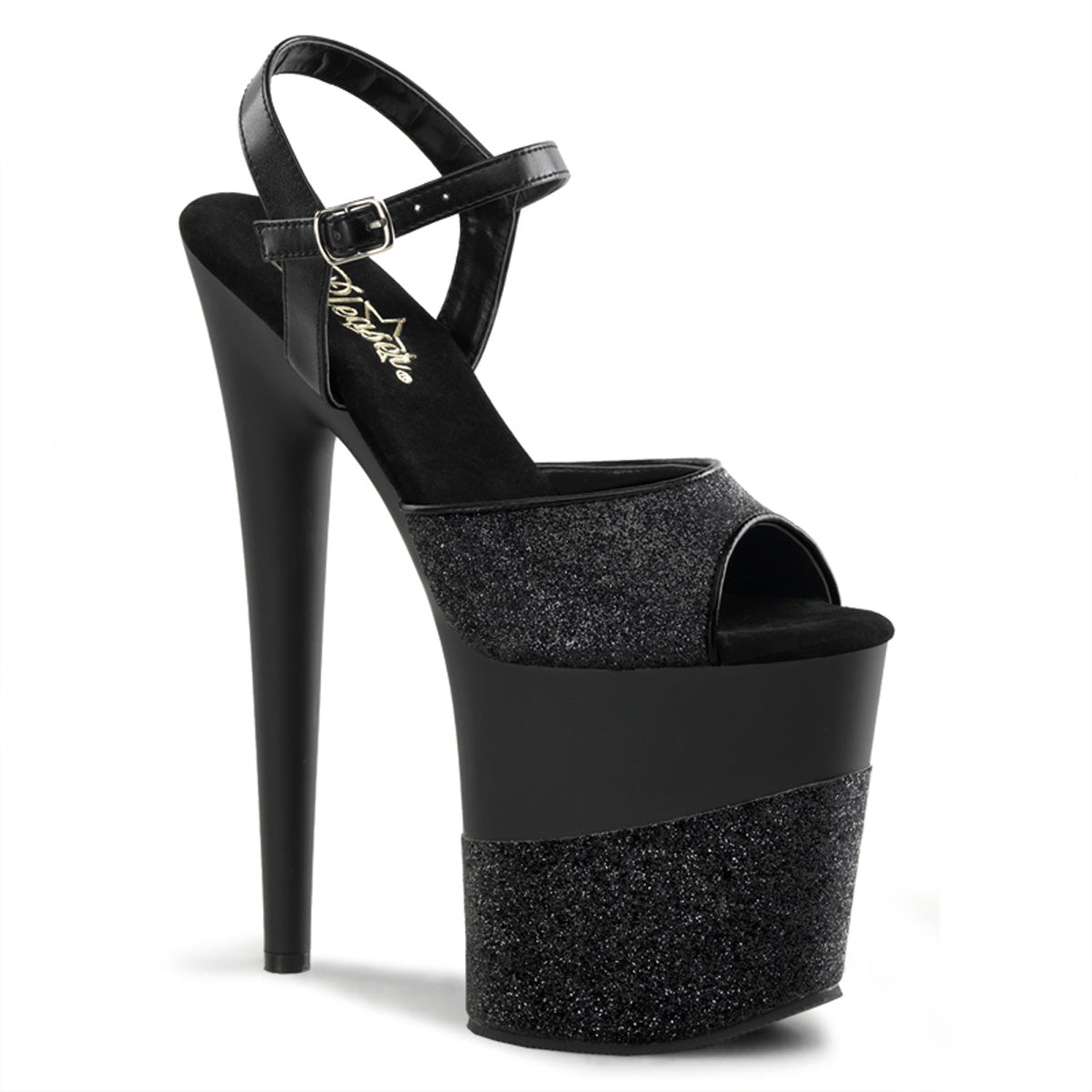 8" Heel, 4" PF Ankle Strap Sandal (Pleaser FLAM809-2G/B/B-G)